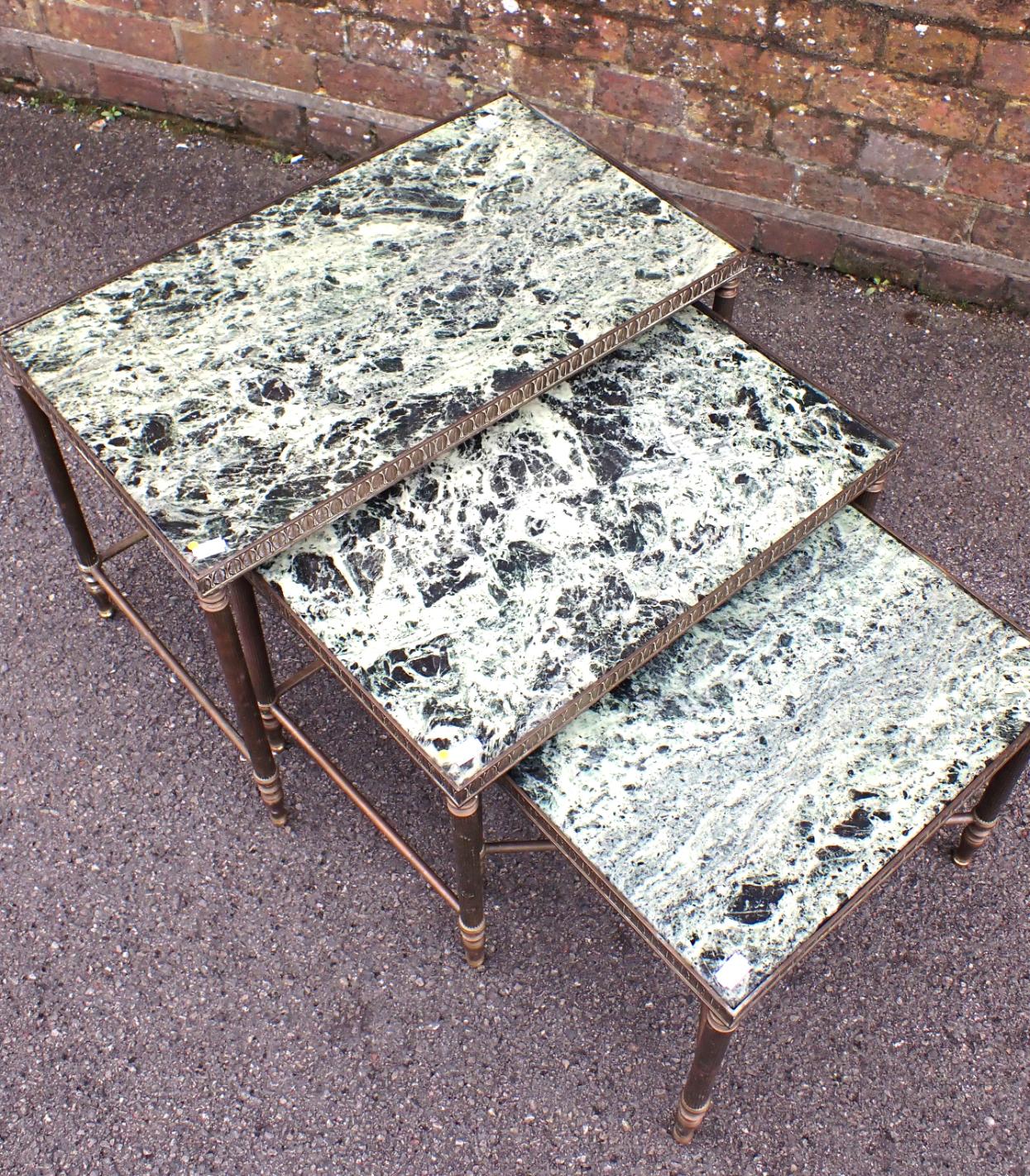 A NEST OF THREE TABLES IN THE STYLE OF MAISON BAGUES - Image 2 of 3