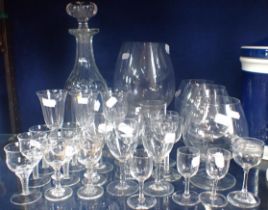 A VICTORIAN DECANTER, AND OTHER GLASS WARE