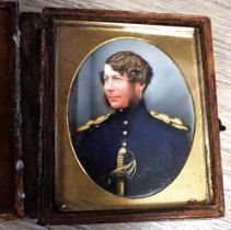 A PAINTED MINIATURE OF A MILITARY GENT