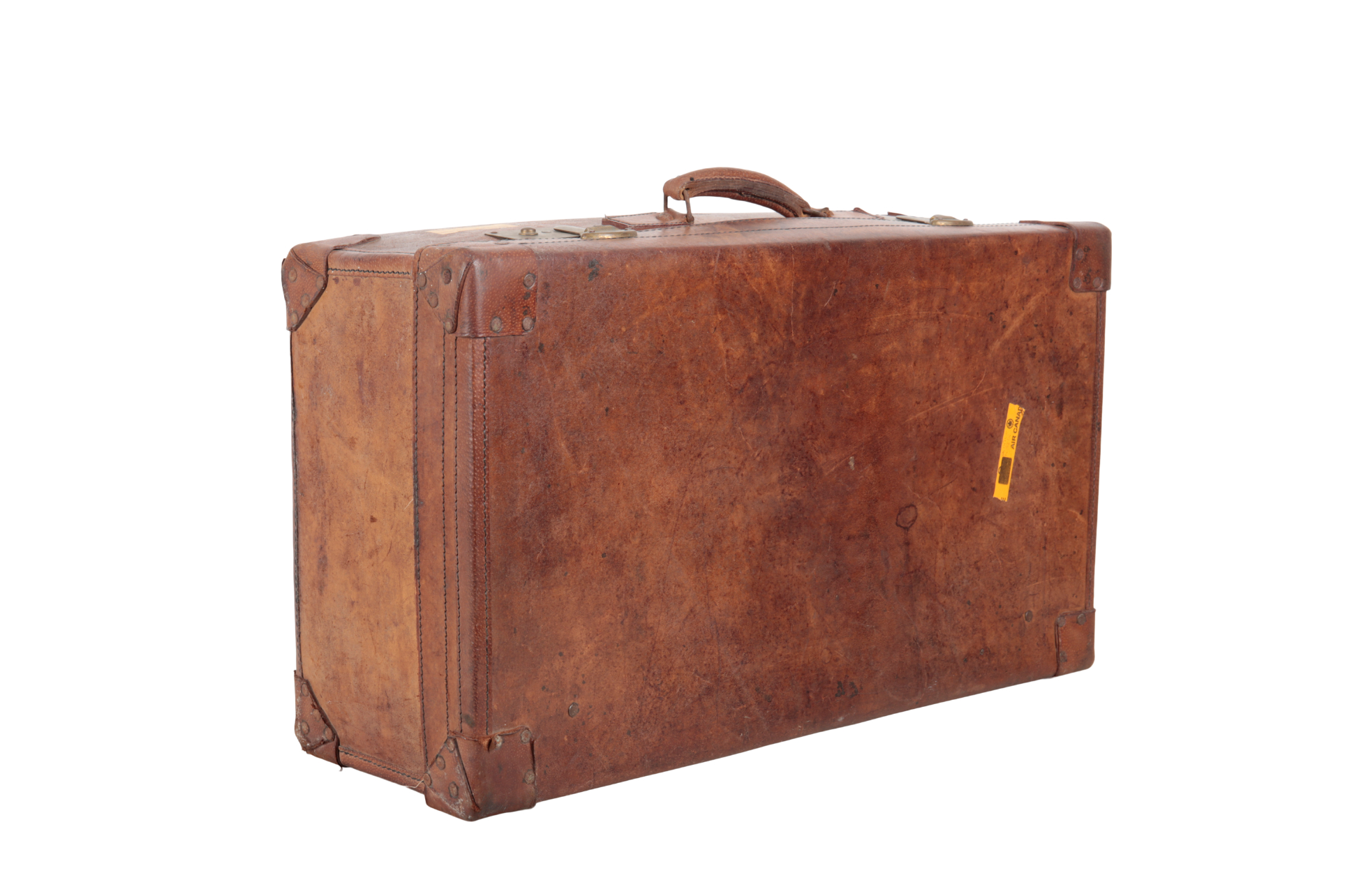 AN EDWARDIAN BROWN LEATHER SUITCASE - Image 2 of 3