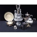 A VICTORIAN SILVER PLATED AND GLASS CRUET