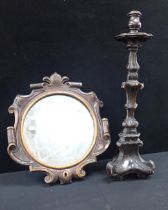 A CARVED WOODEN BAROQUE ALTAR CANDLESTICK