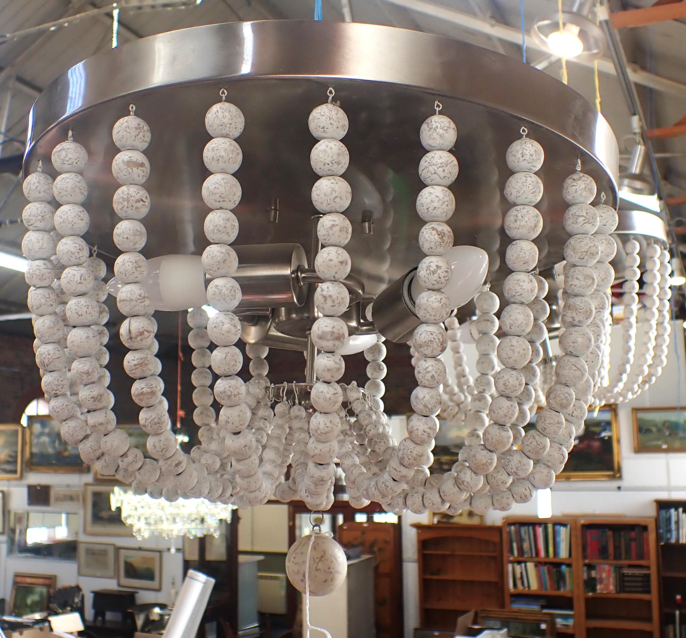 A PAIR OF CONTEMPORARY BEADED CEILING LIGHTS BY KENROY HOME - Image 2 of 3