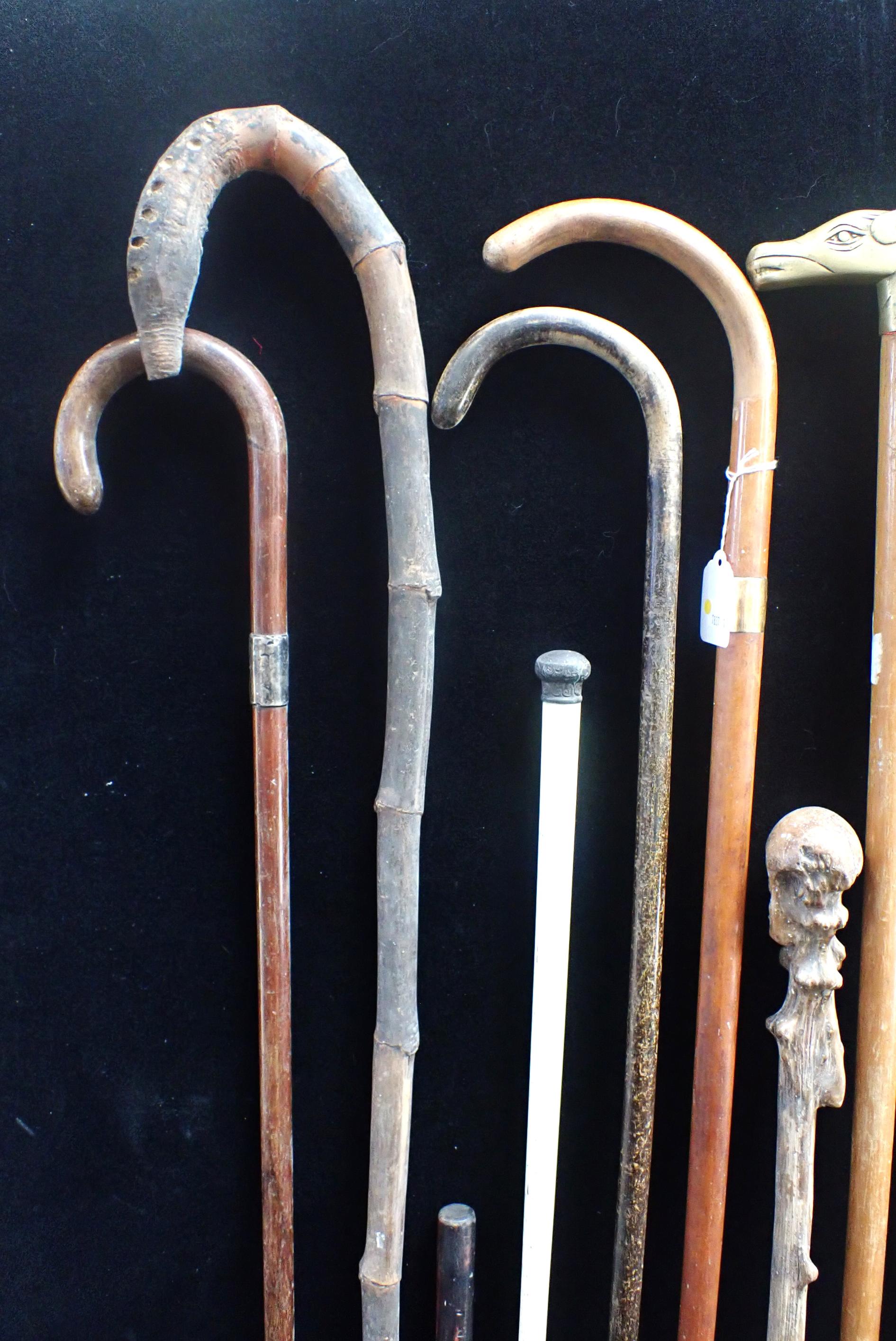 A COLLECTION OF WALKING STICKS, ONE WITH 18ct GOLD MOUNT - Image 2 of 4