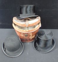 A CONWAY WILLIAMS TOP HAT, IN A LEATHER HAT CASE