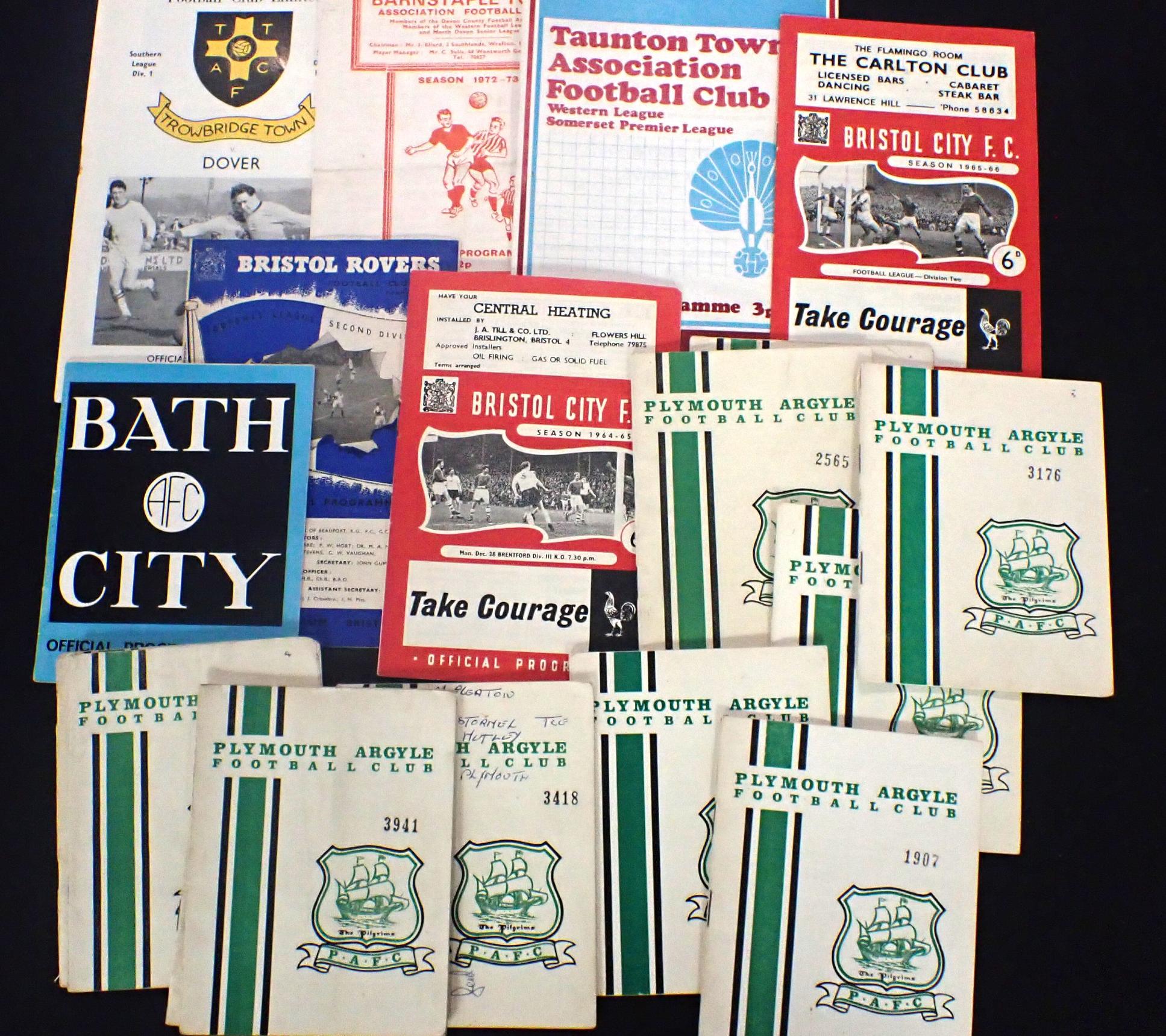 ELEVEN 1960s PLYMOUTH ARGYLE FOOTBALL PROGRAMMES