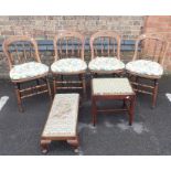 FOUR LATE 19th CENTURY AMERICAN STYLE OAK DINING CHAIRS