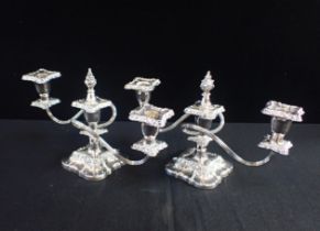 A PAIR OF WALKER AND HALL SILVER-PLATED CANDELBRA