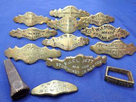 A COLLECTION OF HORSE NOSEBAND PLATES, NAMED