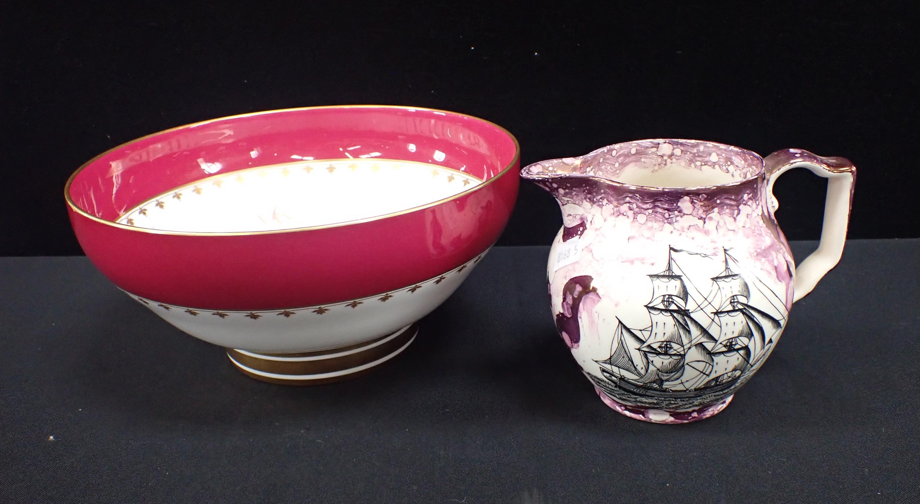 A SPODE BONE CHINA BOWL, PAINTED WITH FLOWERS