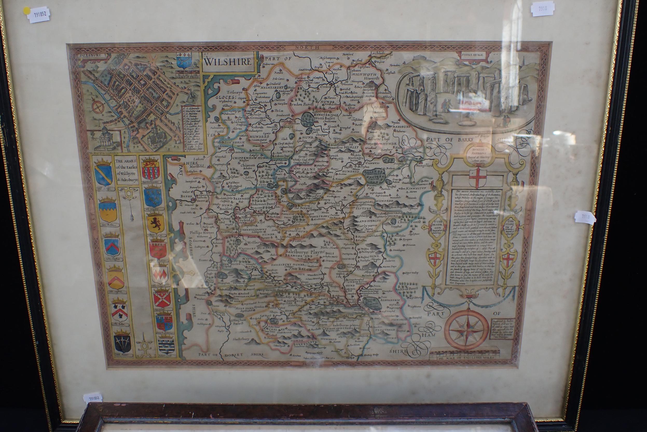 JOHN SPEED: MAP OF WILTSHIRE ('WILSHIRE') - Image 3 of 4