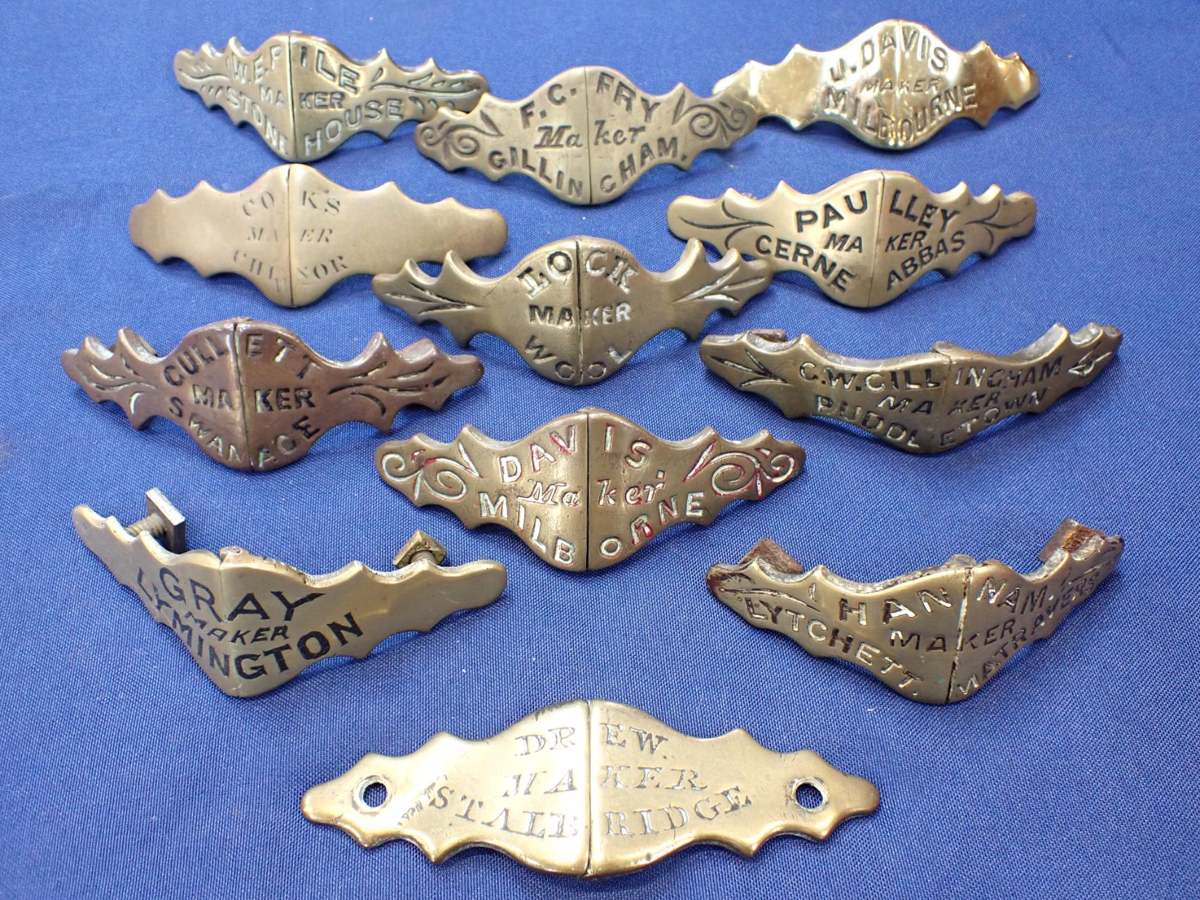 A COLLECTION OF HORSE NOSEBAND PLATES, NAMED