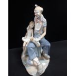 LLADRO: LARGE FIGURE OF A CLOWN WITH BALLERINA