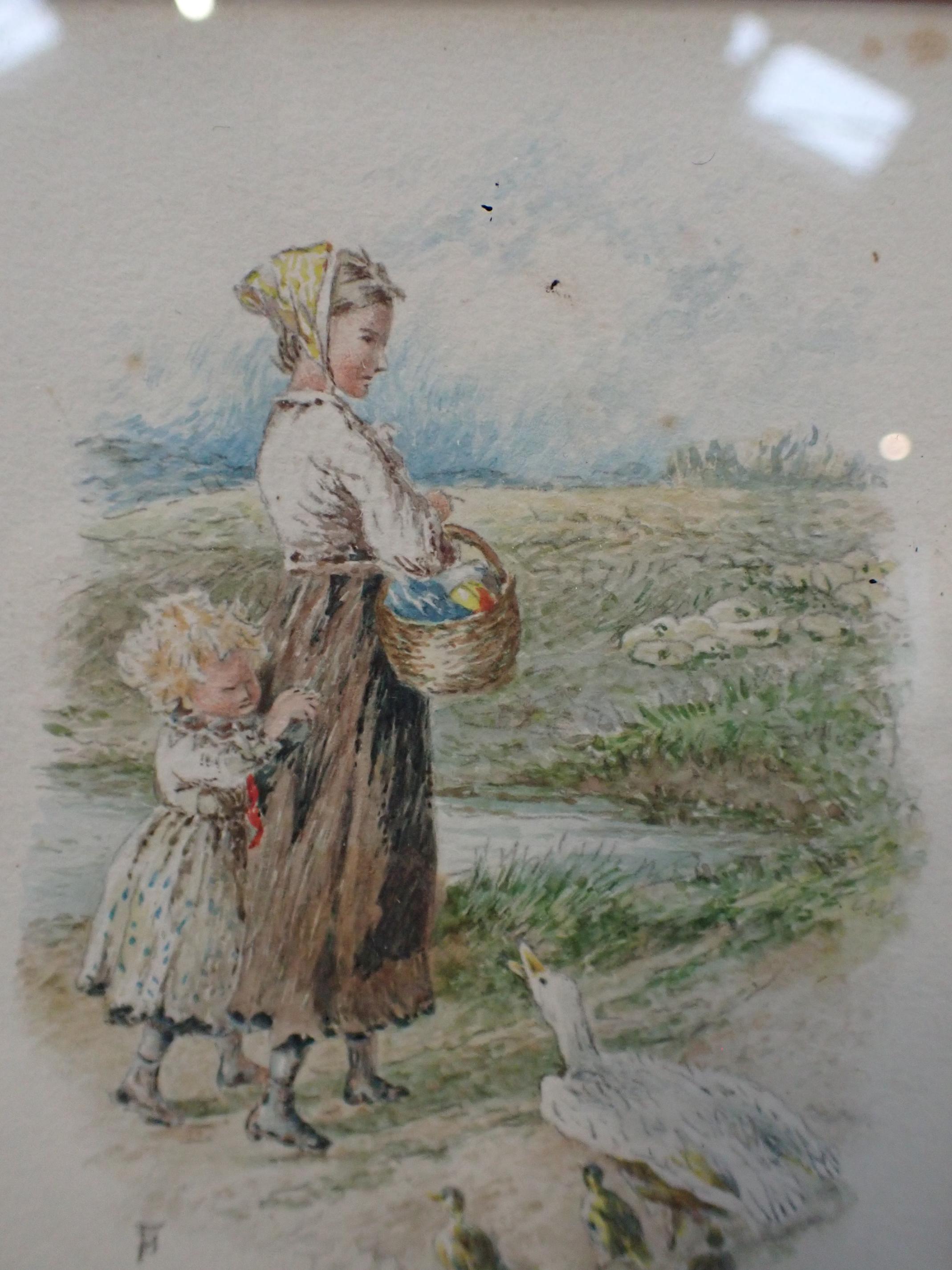 A PAIR OF WATERCOLOURS, MOTHER AND CHILD - Bild 2 aus 3
