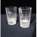 TWO GLASS DICE GAMING BEAKERS