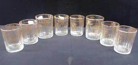 A SET OF SIX GLASS TUMBLERS, IN THE STYLE OF LOBMEYR
