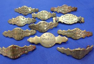 A COLLECTION OF HORSE NOSEBAND PLATES, NAMED