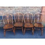 FOUR ELM AND ASH WINDSOR HOOP-BACK CHAIRS