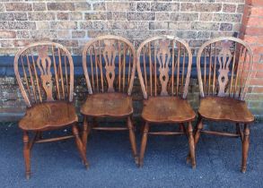 FOUR ELM AND ASH WINDSOR HOOP-BACK CHAIRS