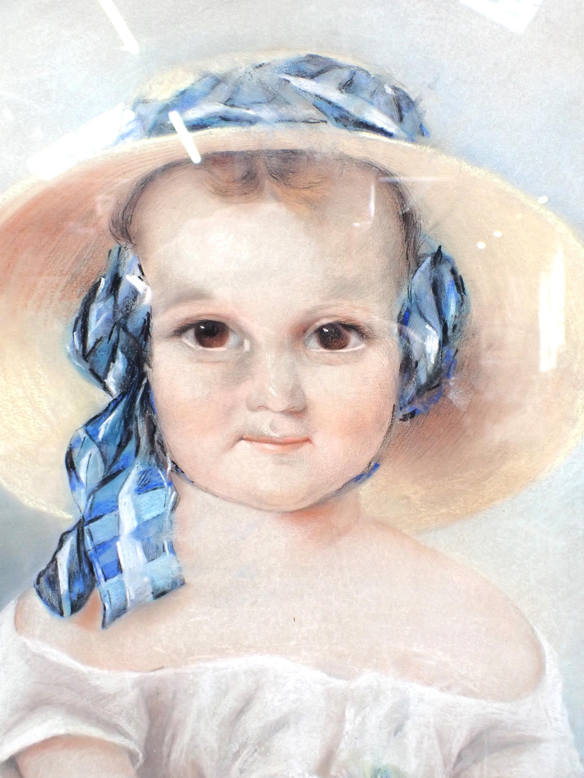 A LATE 19TH CENTURY PORTRAIT OF A CHILD, IN A BROAD STRAW HAT - Image 2 of 2