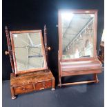 A VICTORIAN WALL MIRROR WITH BRUSH BOX AND TOWEL RAIL