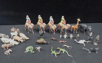 A SMALL COLLECTION OF CAST METAL ZOO ANIMALS