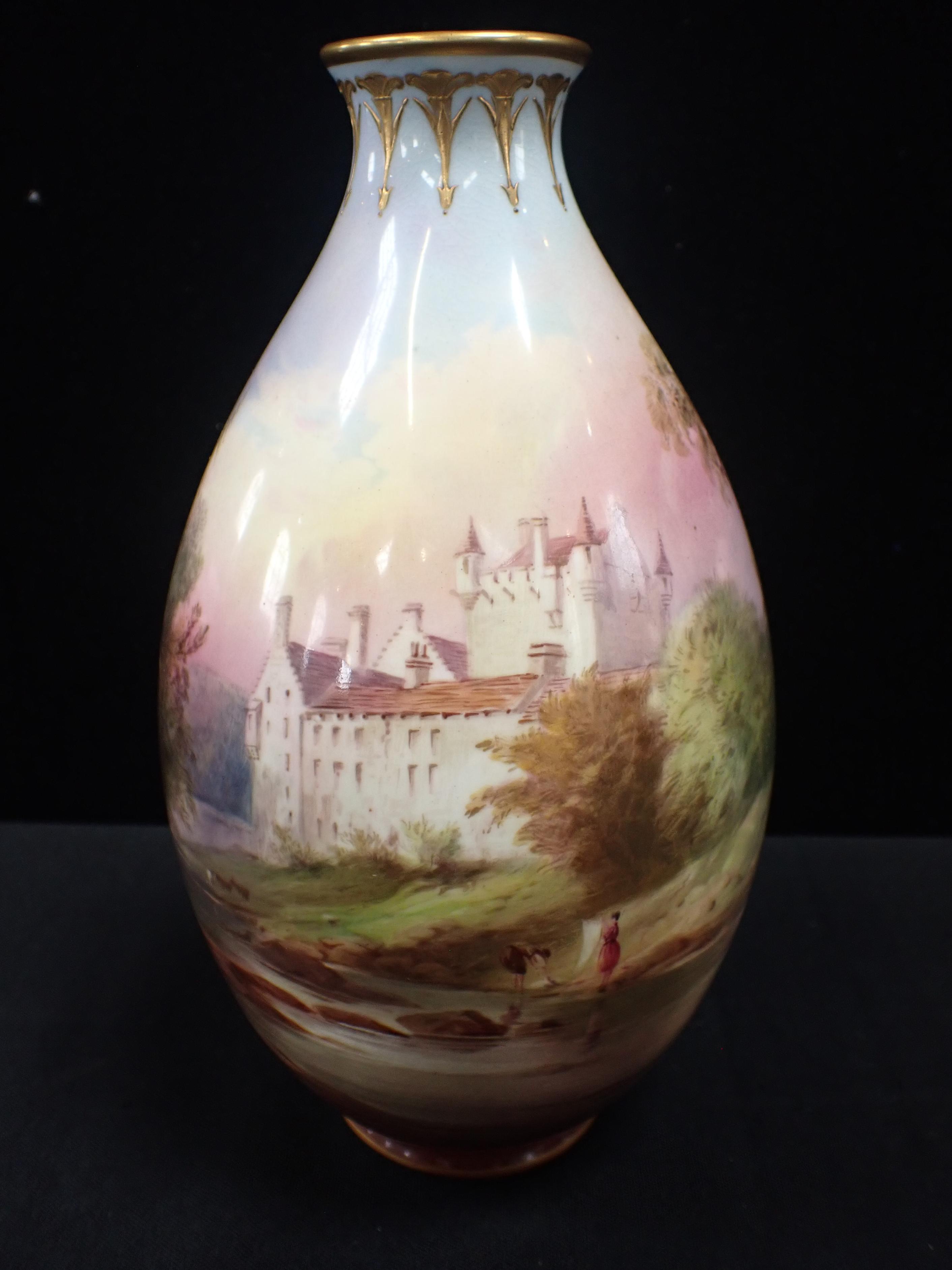 A PAIR OF ROYAL DOULTON VASES, PAINTED BY W. BROWN - Image 4 of 5