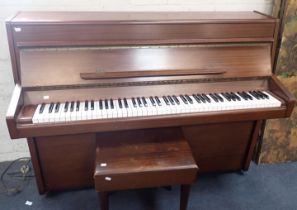A MODERN TEAK CASED UPRIGHT PIANO BY KNIGHT