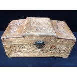 A CHINESE CARVED CAMPHORWOOD MINIATURE CHEST