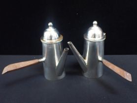 A PAIR OF HAMILTON & INCHES SILVER-PLATED CHOCOLATE POTS