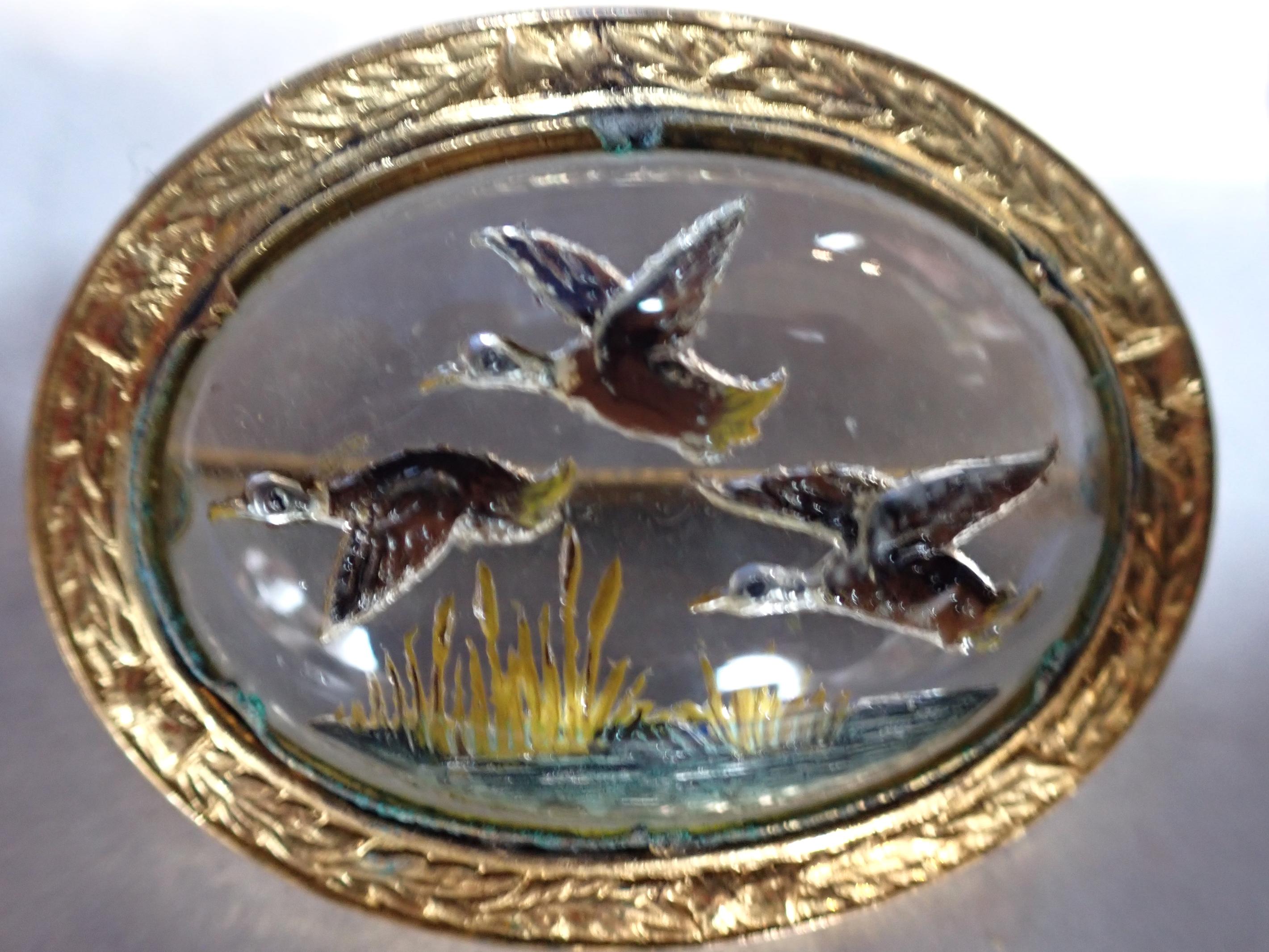 AN 'ESSEX CRYSTAL' STYLE BROOCH, DUCKS IN FLIGHT - Image 2 of 2