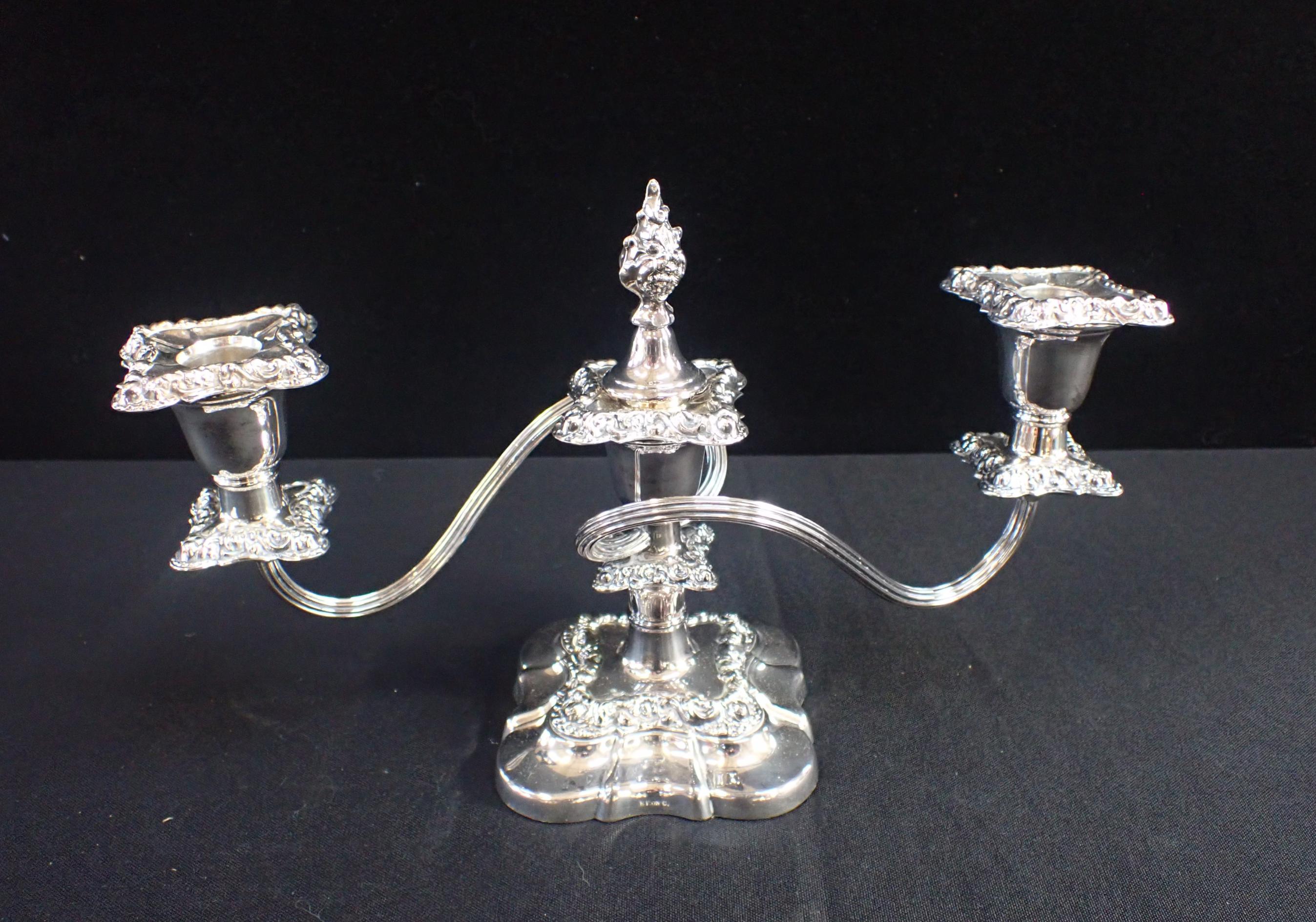 A PAIR OF WALKER AND HALL SILVER-PLATED CANDELBRA - Image 2 of 2