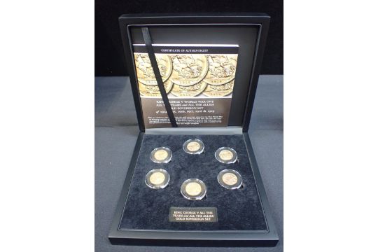 A GEORGE V GOLD 'WORLD WAR ONE - ALL THE YEARS AND ALL THE ALLIES' SIX SOVEREIGN SET - Image 1 of 9