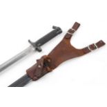 Swedish military interest M1896 Mauser bayonet with leather frog, 35cm in length : For further