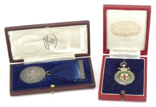 Two silver jewels comprising Metropolitan Asylums Board and Yorkshire County Northern Rugby Football