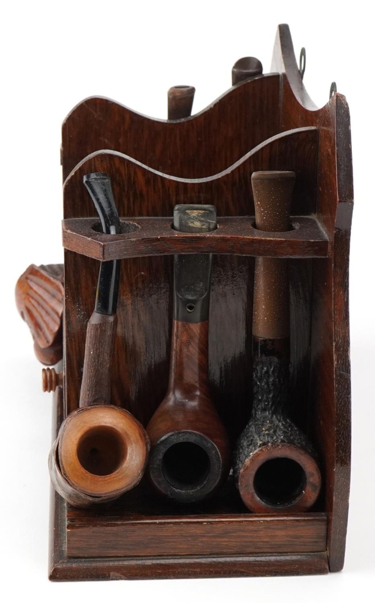 Twenty tobacco smoking pipes, some briar, arranged in three pipe racks including Dr Plumb and Kay - Image 3 of 11