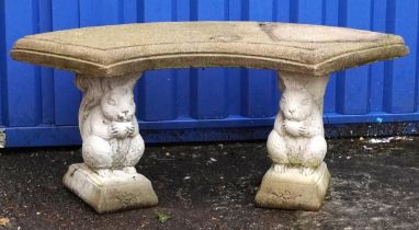 Garden stoneware bench with squirrel supports, 45cm high x 95cm wide : For further information on