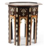 Manner of Liberty & Co, Moorish hexagonal side table with mother of pearl and bone inlaid with