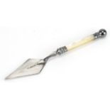 Francis Howard, Victorian silver letter opener with mother of pearl handle in the form of a