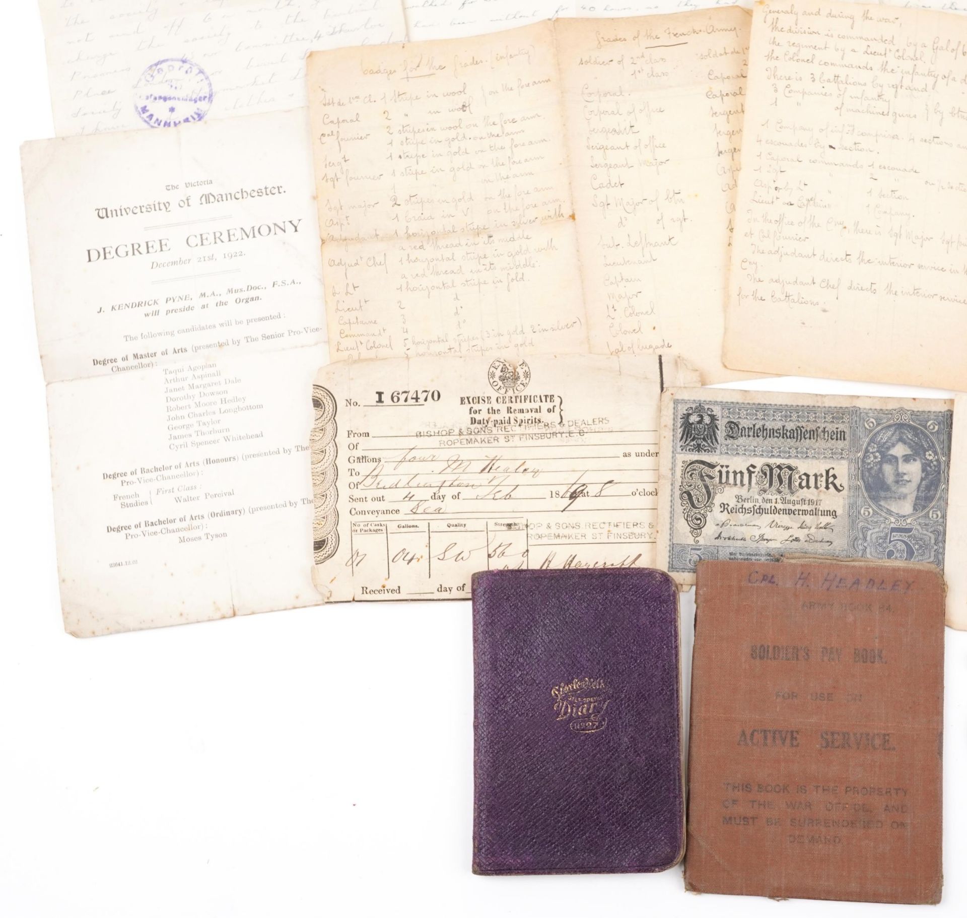 British military World War I pair with related militaria including diary, the pair awarded to - Image 10 of 12