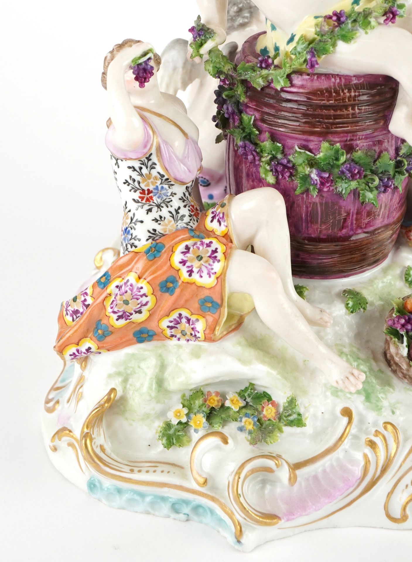 Manner of Meissen, 19th century porcelain 'Vintner' centrepiece modelled in the form of three - Image 10 of 12