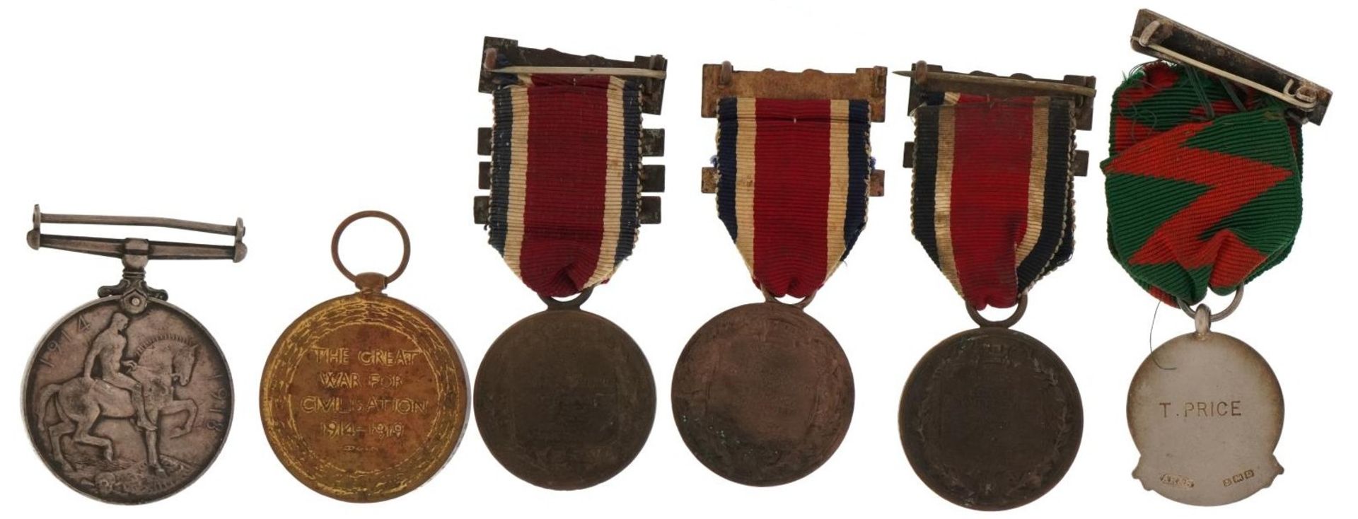 British military World War I pair with related commemorative medals and a silver and enamel Five - Image 2 of 7