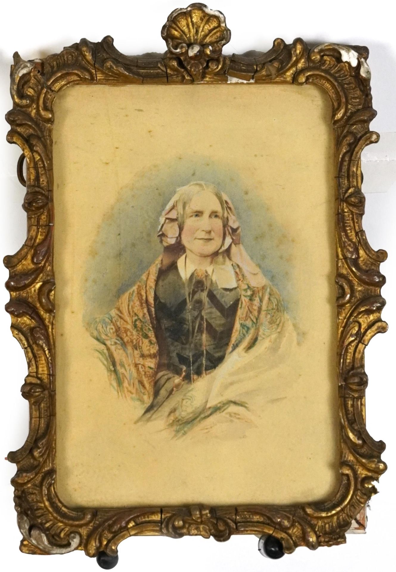Top half portrait of an elderly female, heightened watercolour over photograph, framed and glazed, - Image 2 of 4