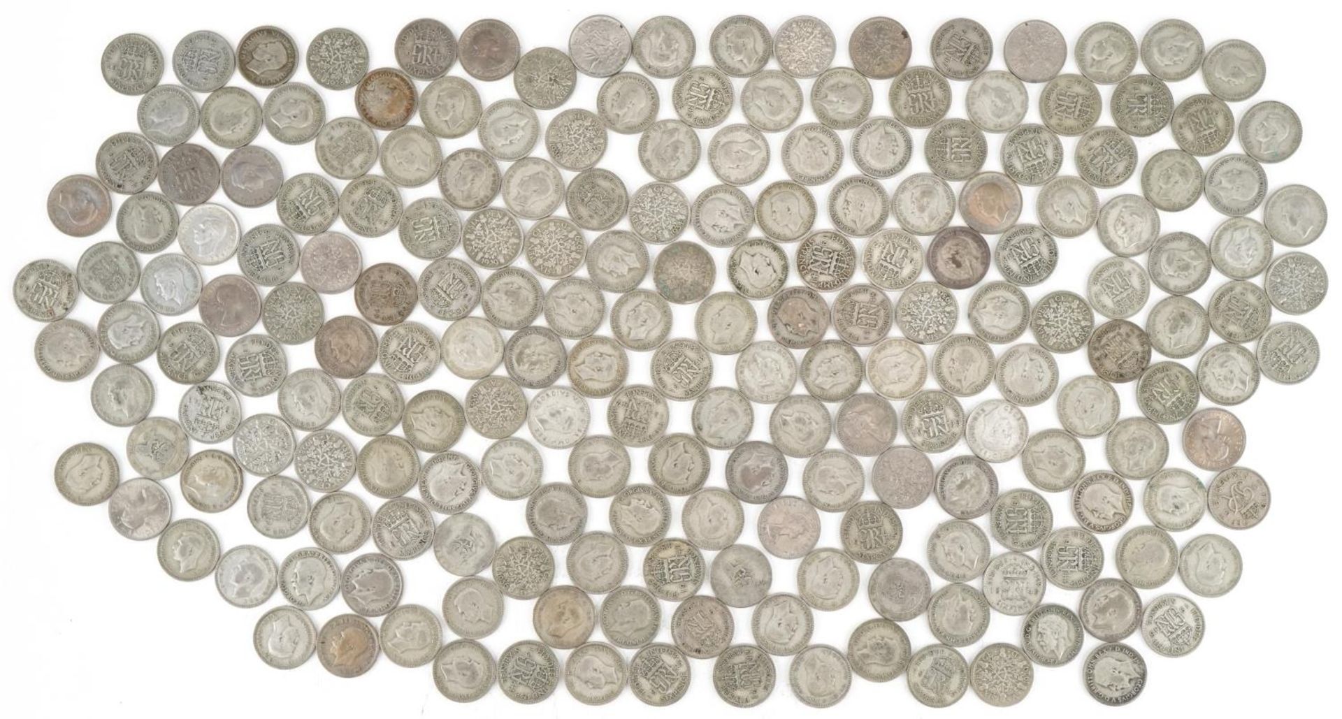 Collection of British pre decimal, pre 1947 sixpences, 545g : For further information on this lot