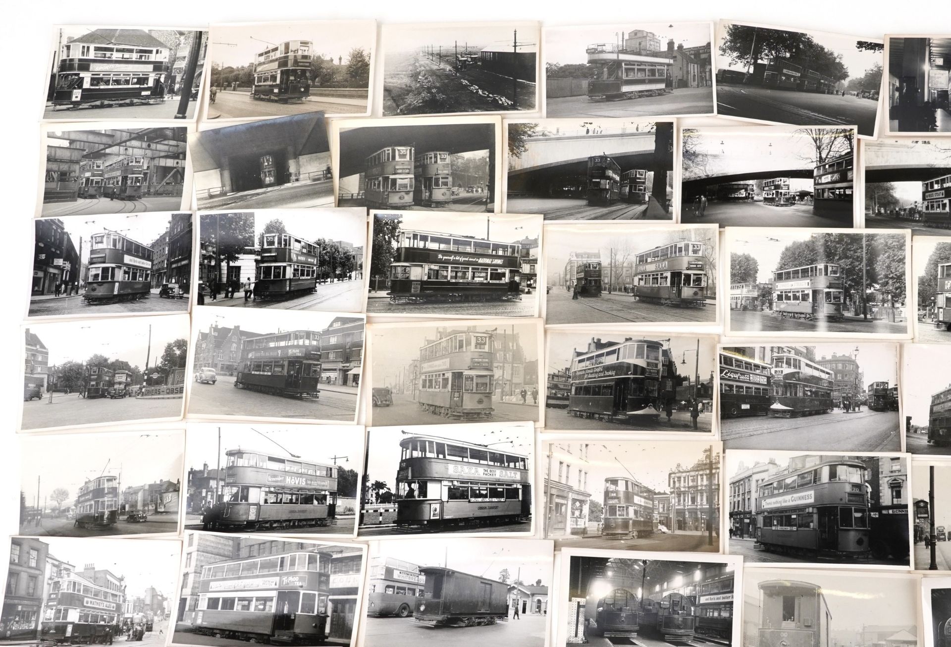 Collection of Mid 20th century tram black and white photographs, predominantly of London, each - Image 2 of 7