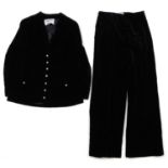 Vintage Jaeger black velvet trouser suit, size 12-14 : For further information on this lot please