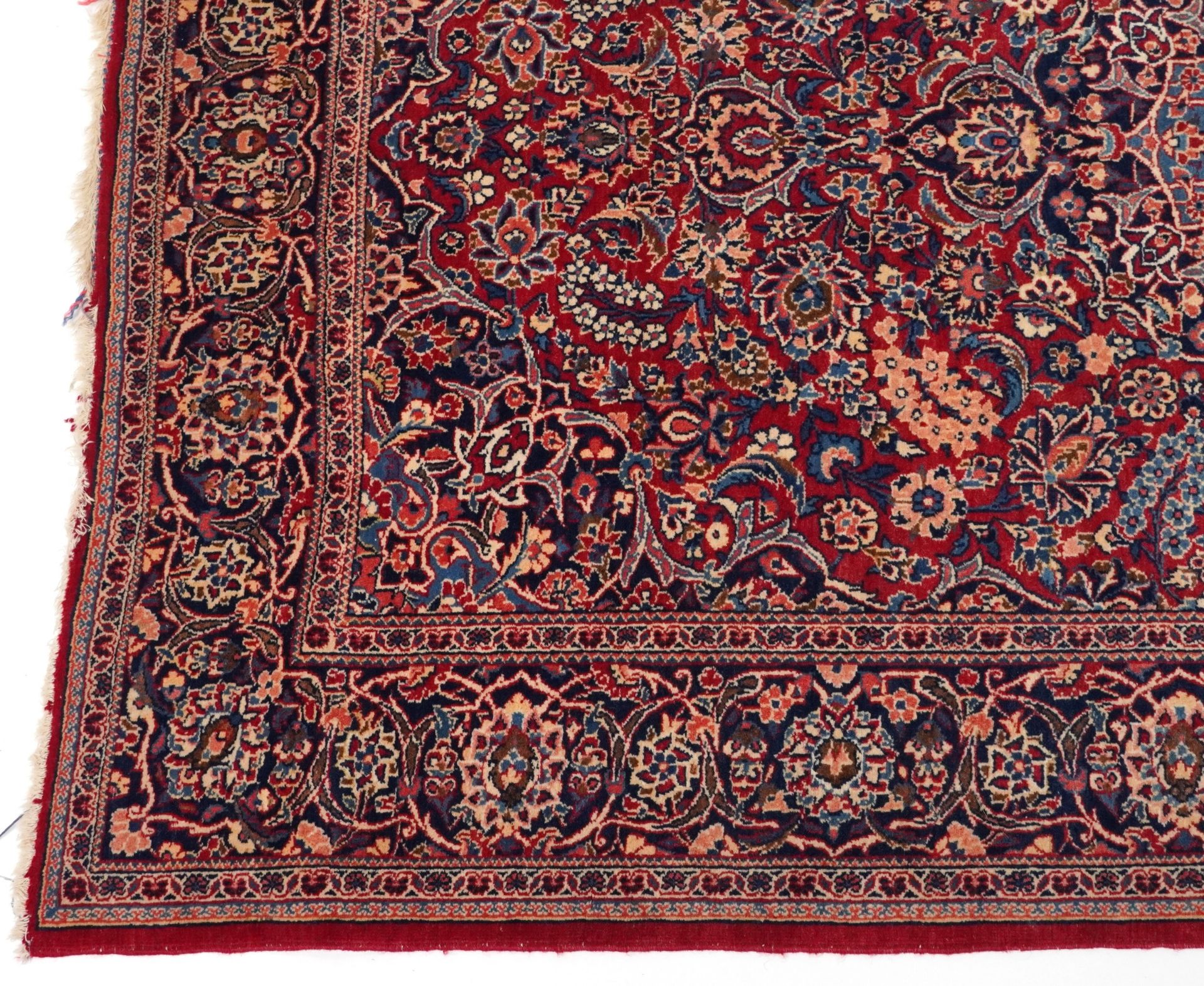 Rectangular Persian Sarouk type part silk red ground rug having an allover floral design, 214cm x - Bild 4 aus 7