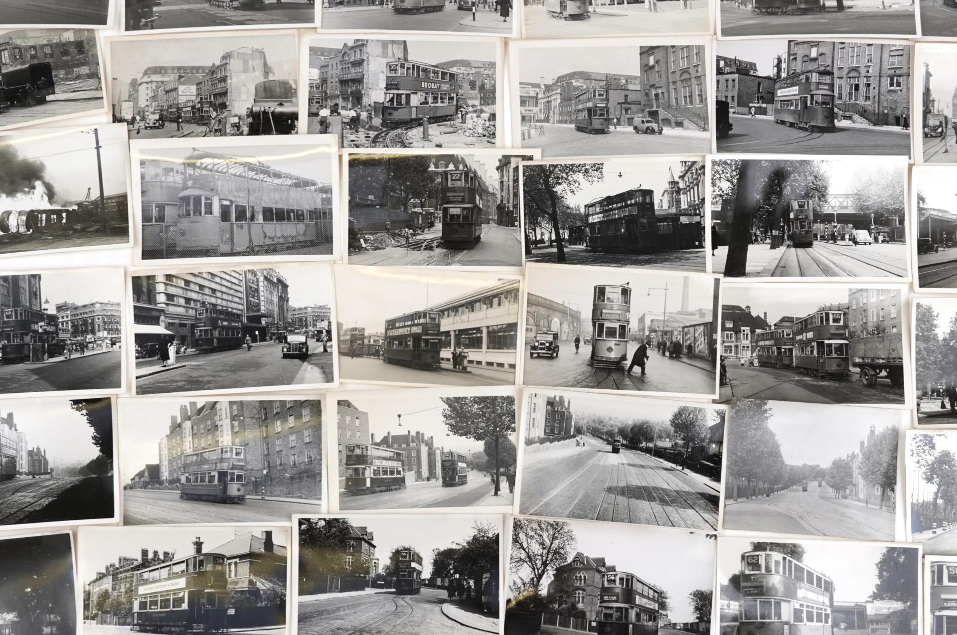 Collection of Mid 20th century tram black and white photographs, predominantly of London, each - Image 6 of 12