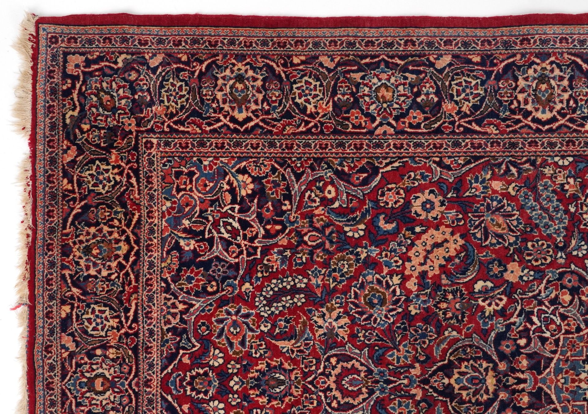 Rectangular Persian Sarouk type part silk red ground rug having an allover floral design, 214cm x - Bild 2 aus 7