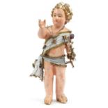 Large hand painted plaster model of a classical cherub, 57.5cm high : For further information on